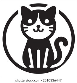Vector Cat silhouette with white background 