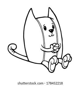 vector cat sits like a pillow closed their hands