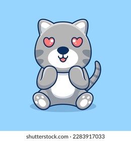 Vector cat sitting shocked cute creative kawaii cartoon mascot