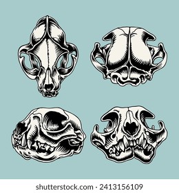 Vector cat skull cat silhouette vector illustration art