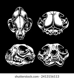 Vector cat skull cat silhouette vector illustration art
