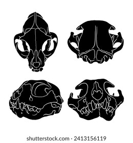 Vector cat skull cat silhouette vector illustration art