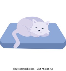 Vector cat sleeping cute doodle kitten pet icon