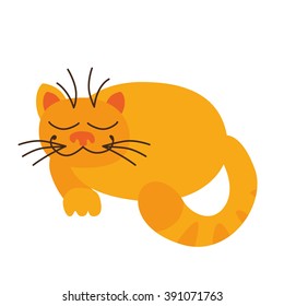 Vector cat sleeping. Funny character cartoon cat. Cat icon template. Cat isolated. Cat on white.