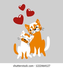 vector cat souple red childish heart love relationship pattern for your design textile paper wallpaper 