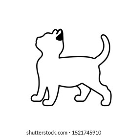 vector cat stands on white background