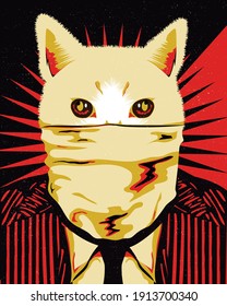 Vector cat in suit poster old style