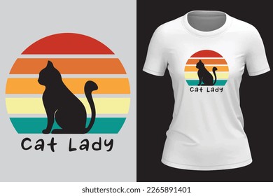 Vector cat t shirt design for woman