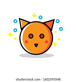 Vector cat that smiles brightly in orange