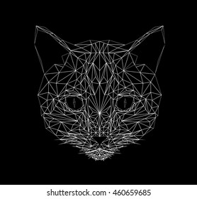 Vector cat thin line style. Cat low poly design illustration. Abstract mammal animal. Geometric polygonal silhouette. Icon illustration for tattoo, coloring, wallpaper and printing on t-shirts