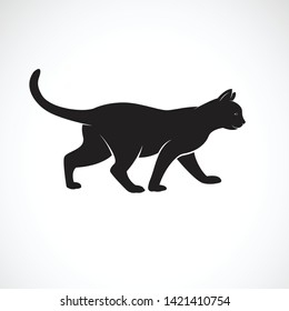 Vector of cat walking on a white background. Pet. Animals. Cat logo or icon. Easy editable layered vector illustration.