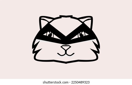 Vector of a cat wearing a minimalist and elegant eye mask.