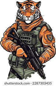 vector cat wearing soldier suits