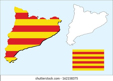 vector of catalonia map with flag inside