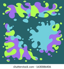 Vector catchy background from bright ink spots. Stain, liquid, stains, ink, bubbles. Easy to use for various thematic illustrations. For advertising, sales, invitations, banners and more.