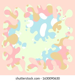 Vector catchy background of pastel shapes. Stain, liquid, stains, ink, bubbles. Easy to use for various thematic illustrations. For advertising, sales, invitations, banners and more.