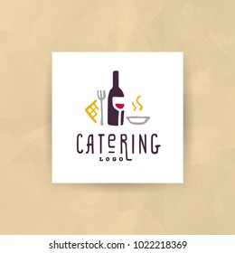 Vector catering and restaurant company logo set isolated on white background. Hand drawn food elements, dish icons. Perfect for restaurant, cafe, catering bars insignia banners, symbols.