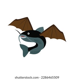 vector catfish with bat wings
