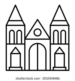 Vector Cathedral Outline Icon Design
