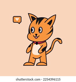 a vector catoon illustration of cute standing cat