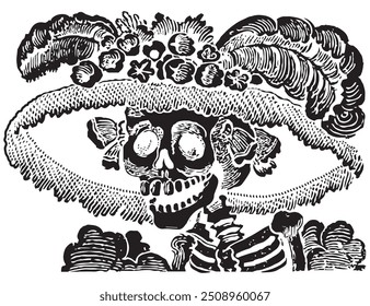 Vektor catrina blanco y negro