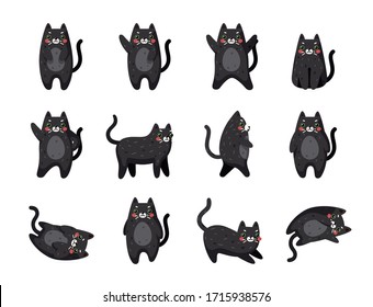 Vector cats. Cute cat set isolated. Funny cartoon animal characters. Different poses and emotions. Flat eps10 illustration.