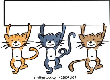 vector cats holding a blank card