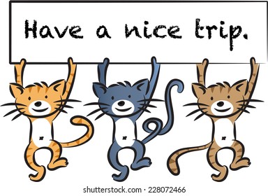 vector cats holding greeting card