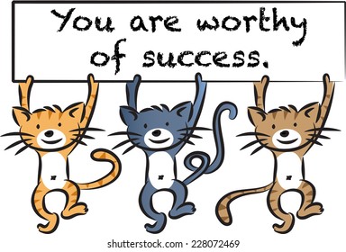 vector cats holding greeting card