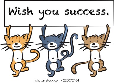 vector cats holding greeting card