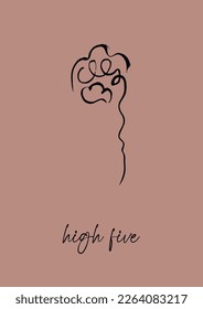 Vector cats paw drawing. Animal art. Cat footprint. Dog, puppy animal paw. Minimalist animal silhouette. Painted pet. Kitten for print.