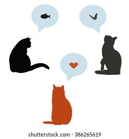 Vector cats set hand drawn on a white background. Flat Design. Cat Collection. Pet animal vector illustration