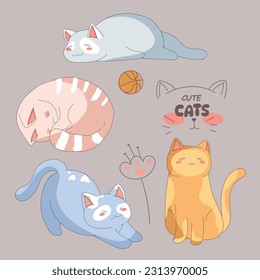 Gatos vectoriales. Establecer símbolos. Gatos cortos