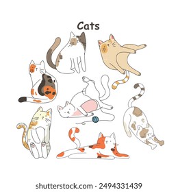 Vector cats. Set symbols. Cute cats	