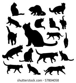 Set Vector Silhouettes Cat Different Poses Stock Vector (Royalty Free ...