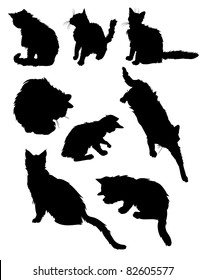 Vector cats silhouettes
