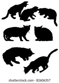 Vector cats silhouettes