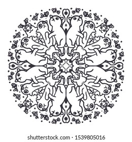 vector cats symmetry mandala pattern