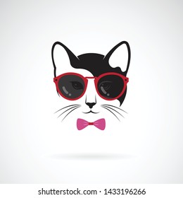 Vector of cats wear sunglasses on white background. Animal. Cat fashion. Pet logo or icon. Easy editable layered vector illustration.