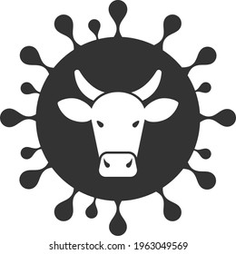 Vector cattle, flu virus illustration. An isolated illustration on a white background.