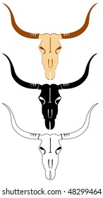 Vector cattle skulls on white