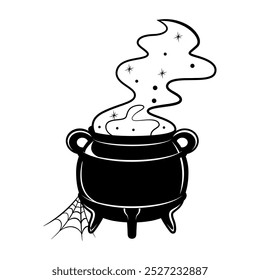 Vector Cauldron Cartoon Retro Style Illustration Isolated