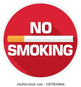 
Vector caution icon sign DO NOT SMOKE. Sticker in the form of a cigarette in a red circle. No smoking sign illustration in flat minimalism style.
