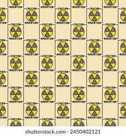 Vector Caution Radiation - Warning sign concept colored seamless pattern