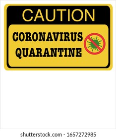 Vector de la marca rectangular CAUTION símbolo amarillo Coronavirus negro detener la epidemia de COVID-19 en China que propaga la infección respiratoria rápida brote mundial de la protección de la gripe logo Corea brote del 2do mundo 