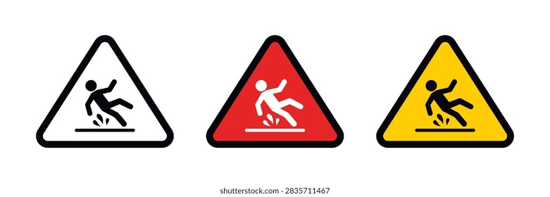 Vector Caution Slippery Surface Symbol Collection. Warning Sign Vector