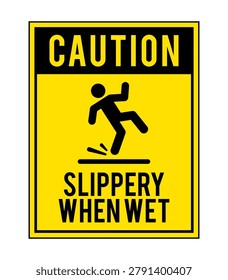 Vector Caution Slippery When Wet Label Illustration
