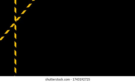 vector caution tape line on black background, tape yellow black stripe pattern, warning space with ribbon tape sign for comfort safety zone, safety banner for copy space, ribbon yellow black stripe
