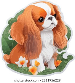 vector cavalier king charles sticker animal cartoon sticker