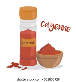Vector cayenne illustration isolated in cartoon style. Herbs and Species Series